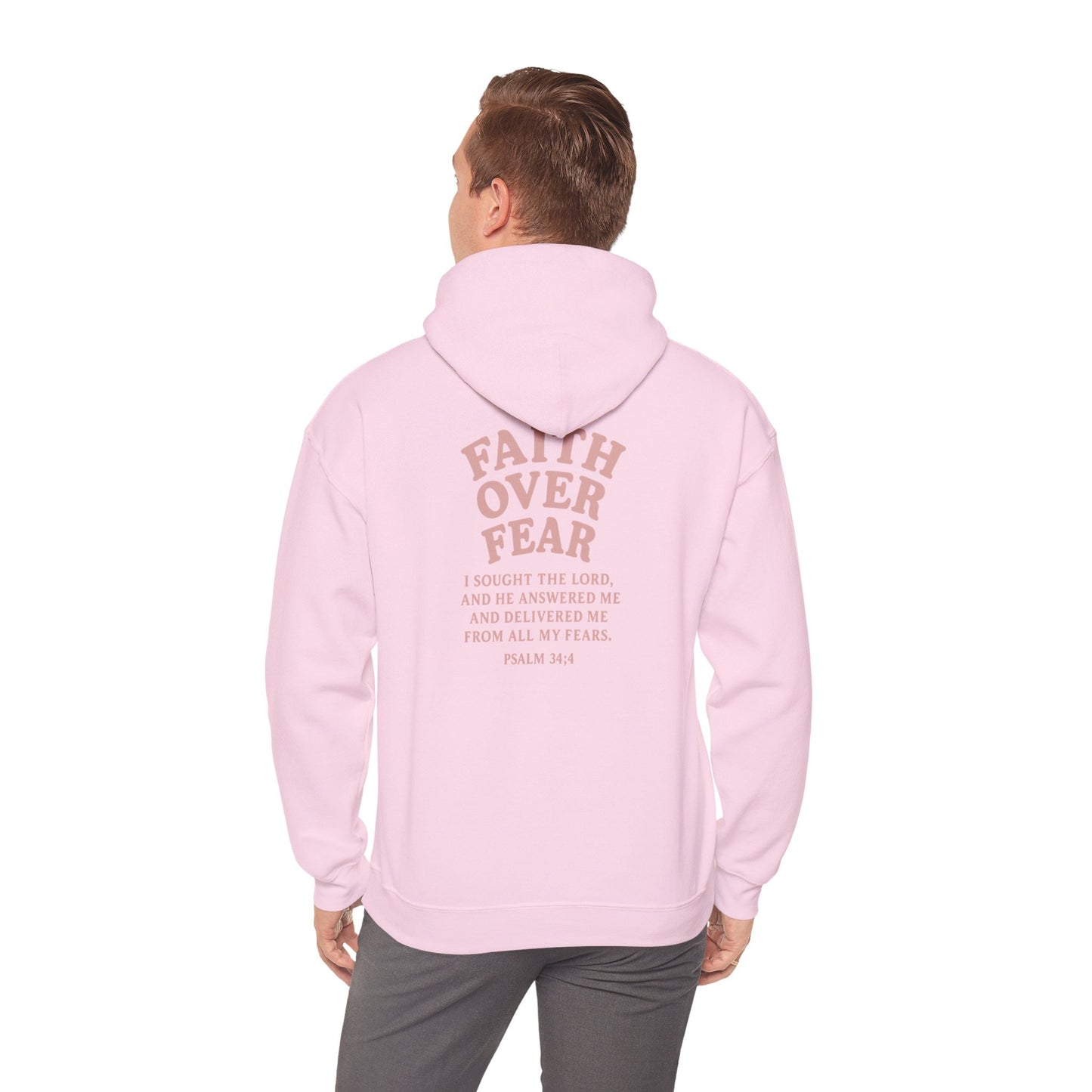 Faith Over Fear Psalm 34:4 Pastel Hoodie