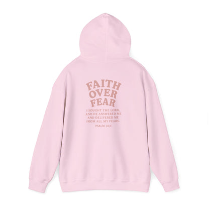 Faith Over Fear Psalm 34:4 Pastel Hoodie