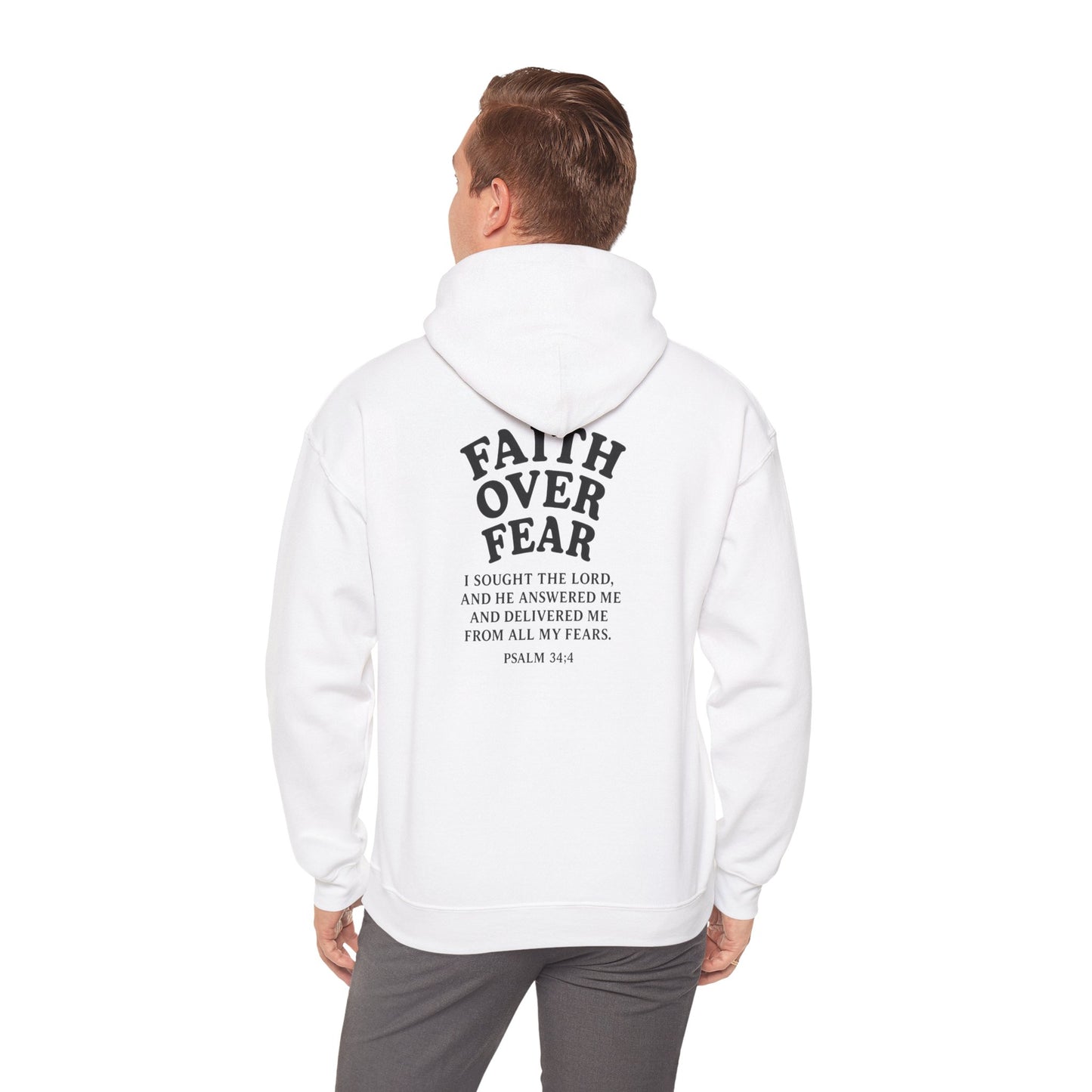 Faith Over Fear Psalm 34:4 Pastel Hoodie