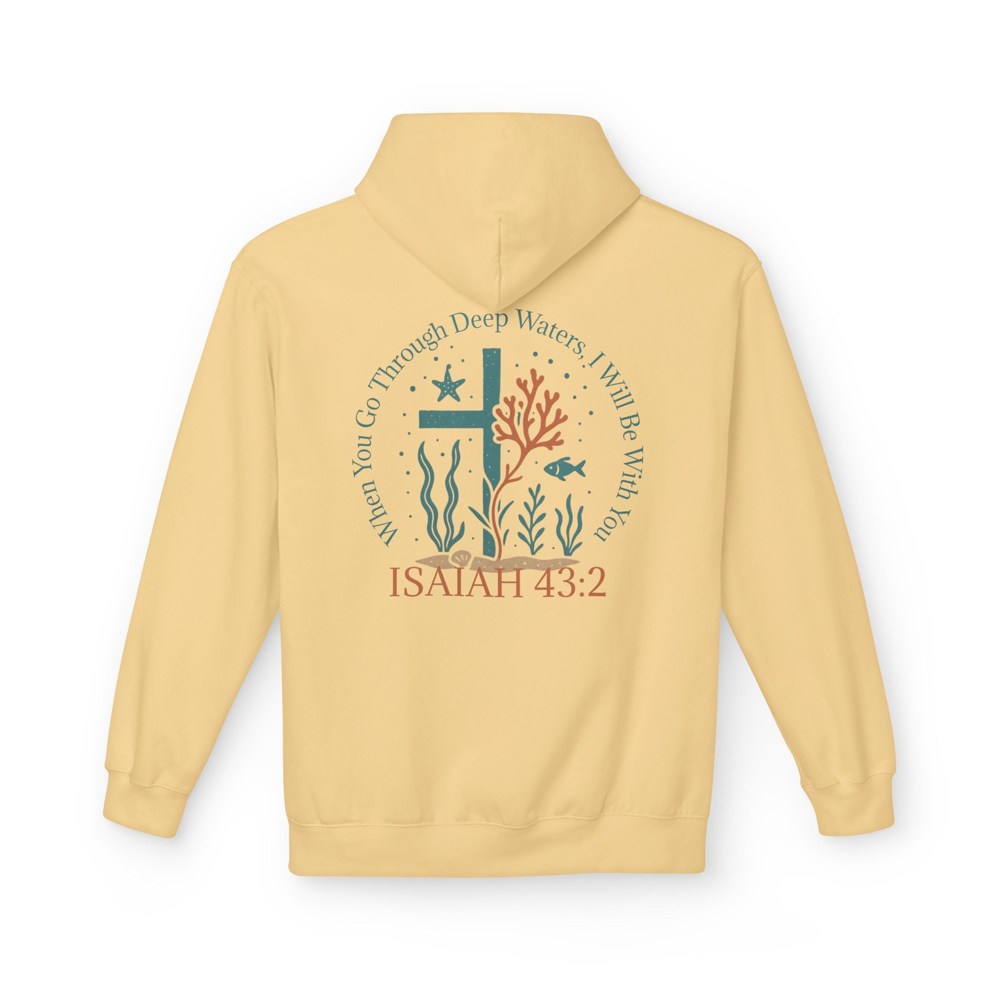 Isaiah 43:2 Ocean Themed Growth Cross Cotton Hoodie