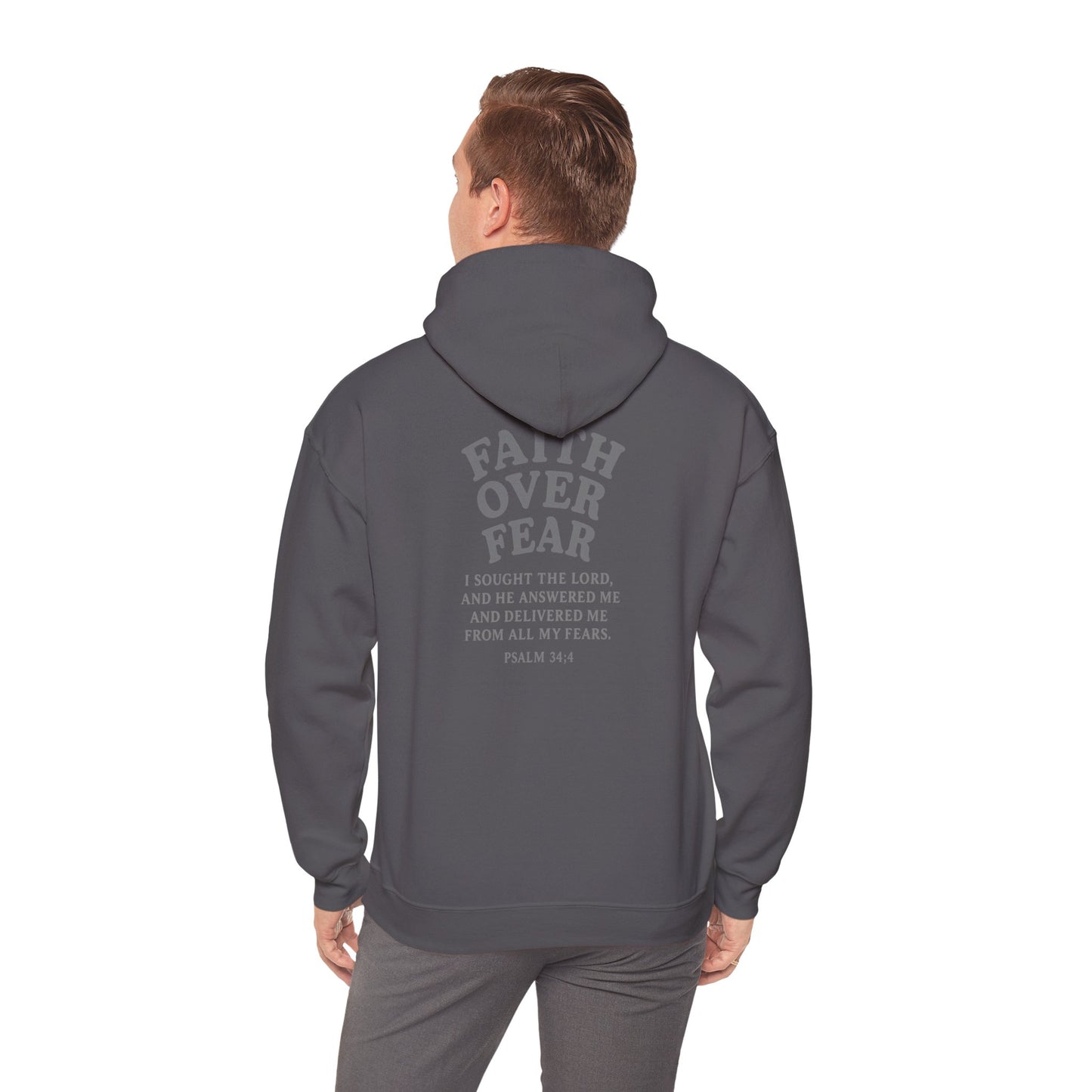 Faith Over Fear Psalm 34:4 Pastel Hoodie