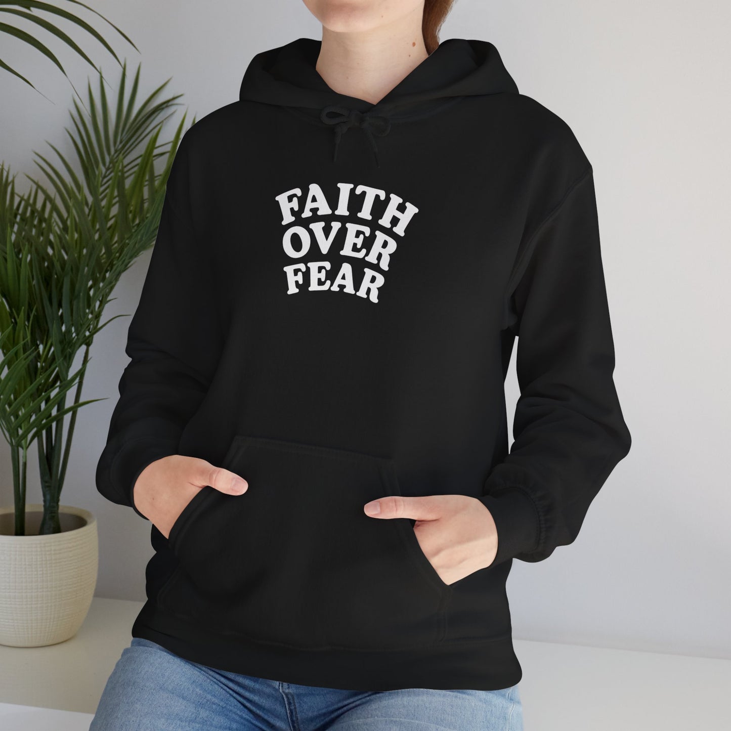 Faith Over Fear Psalm 34:4 Pastel Hoodie