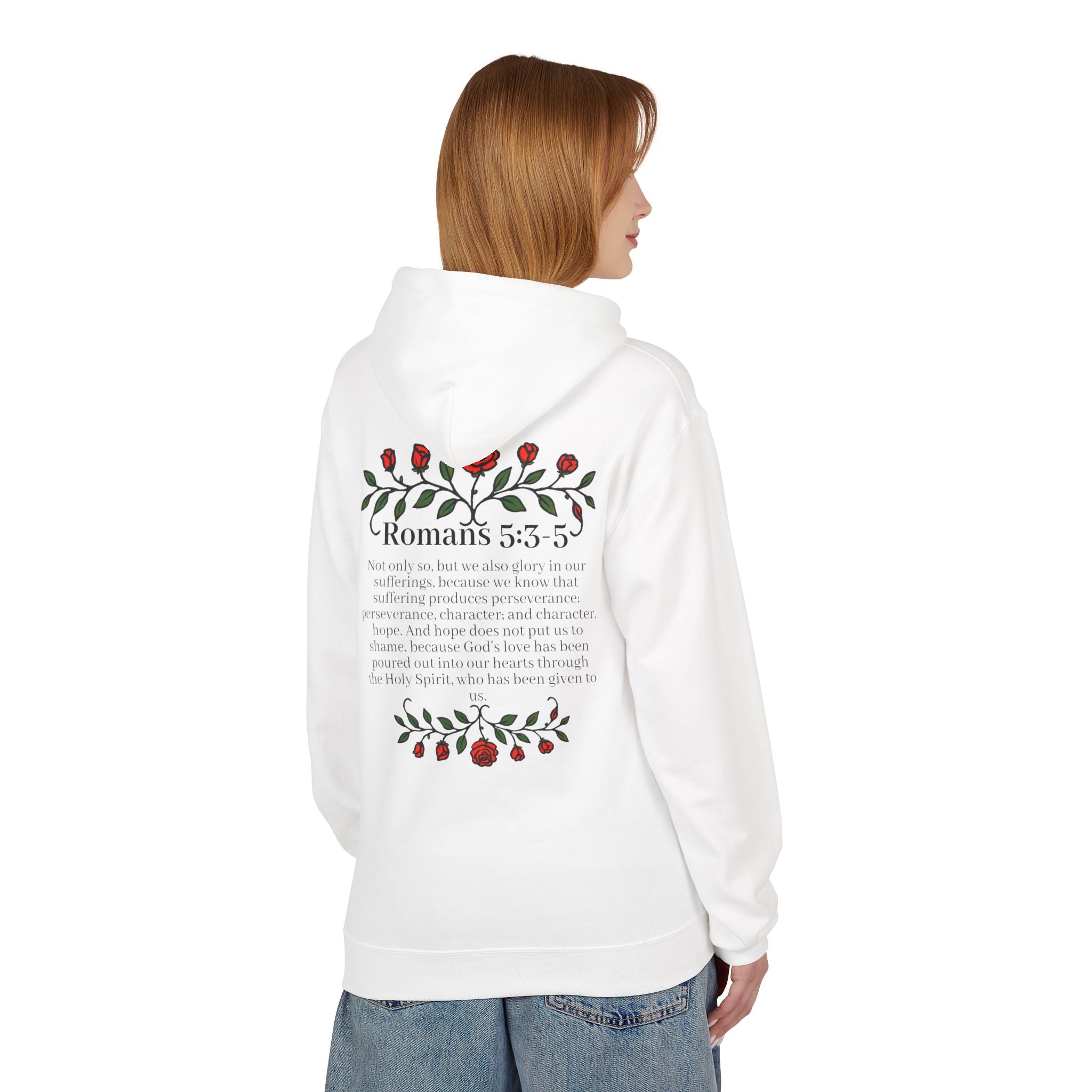 Romans 5:3-5 Rose Vine Growth Collection Cotton Hoodie