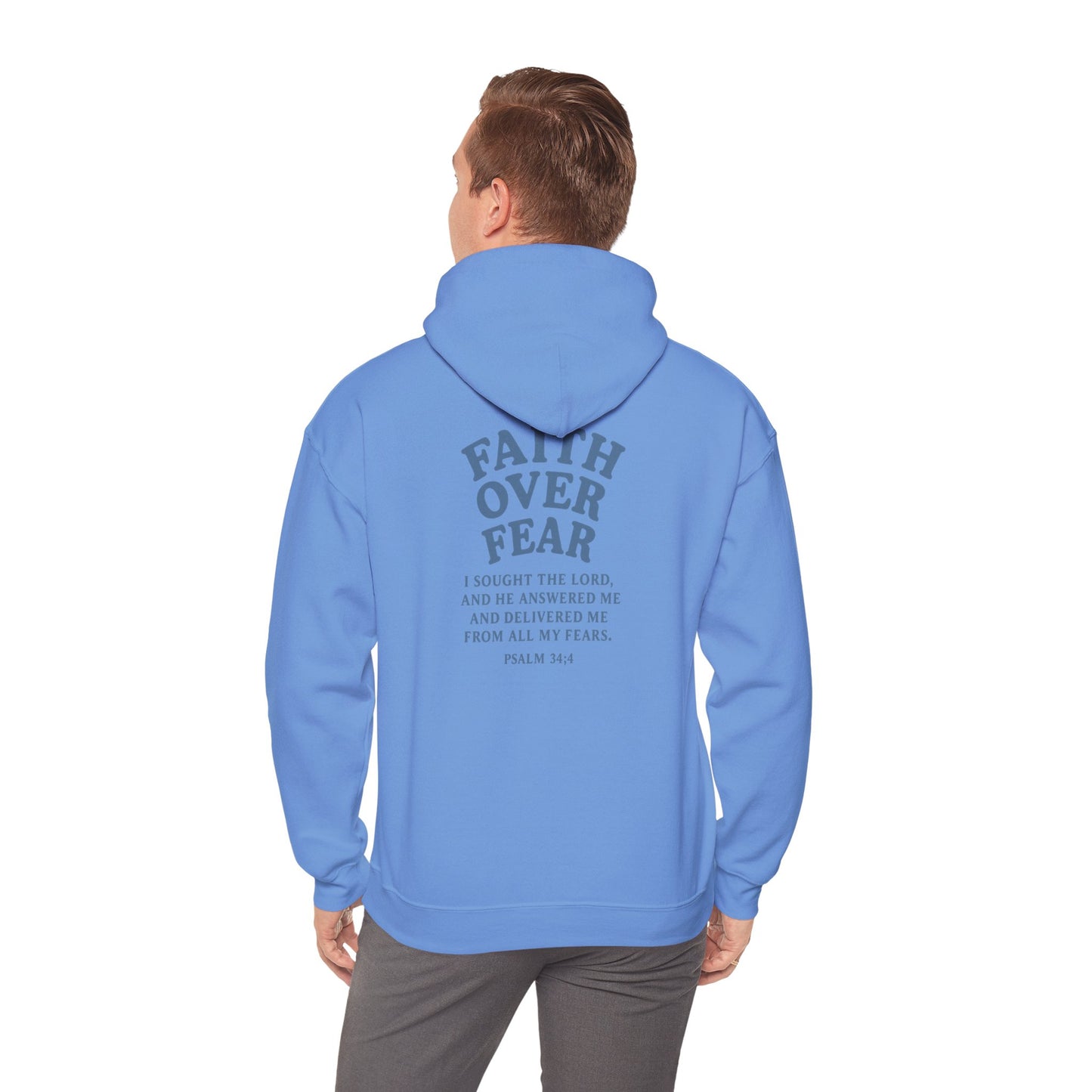 Faith Over Fear Psalm 34:4 Pastel Hoodie