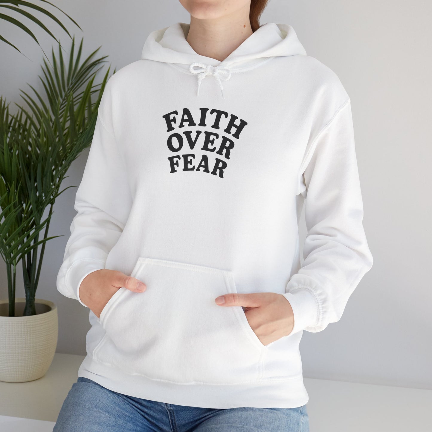 Faith Over Fear Psalm 34:4 Pastel Hoodie