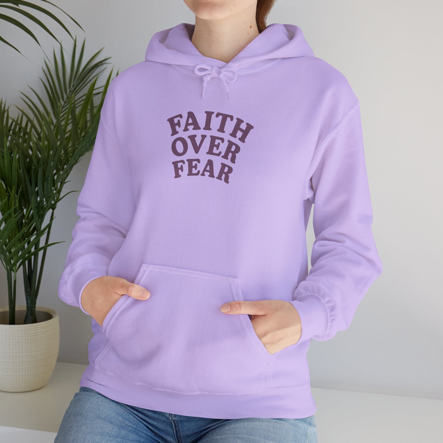 Faith Over Fear Psalm 34:4 Pastel Hoodie