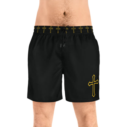 Simple Gold Cross Men's Swim Suit