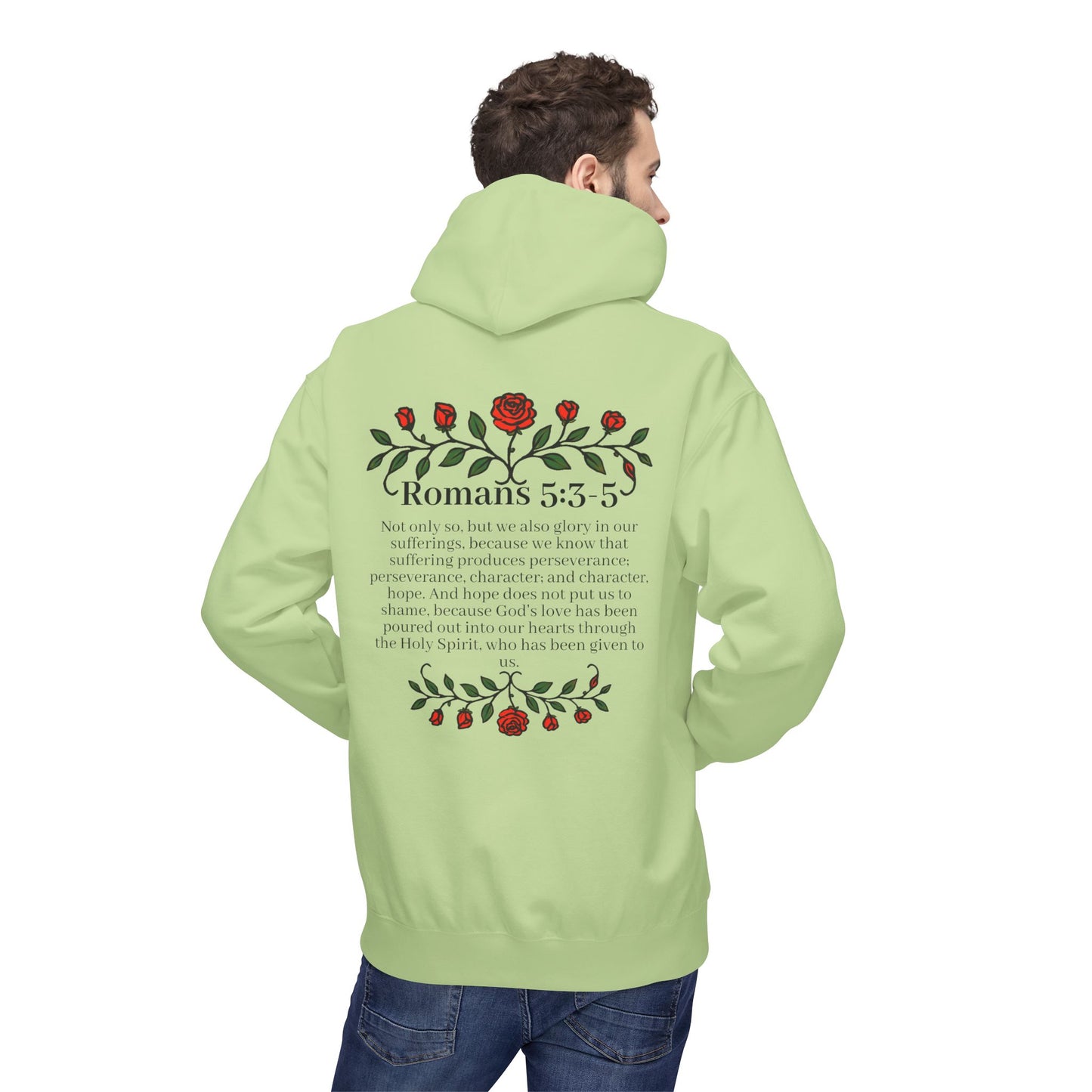Romans 5:3-5 Rose Vine Growth Collection Cotton Hoodie