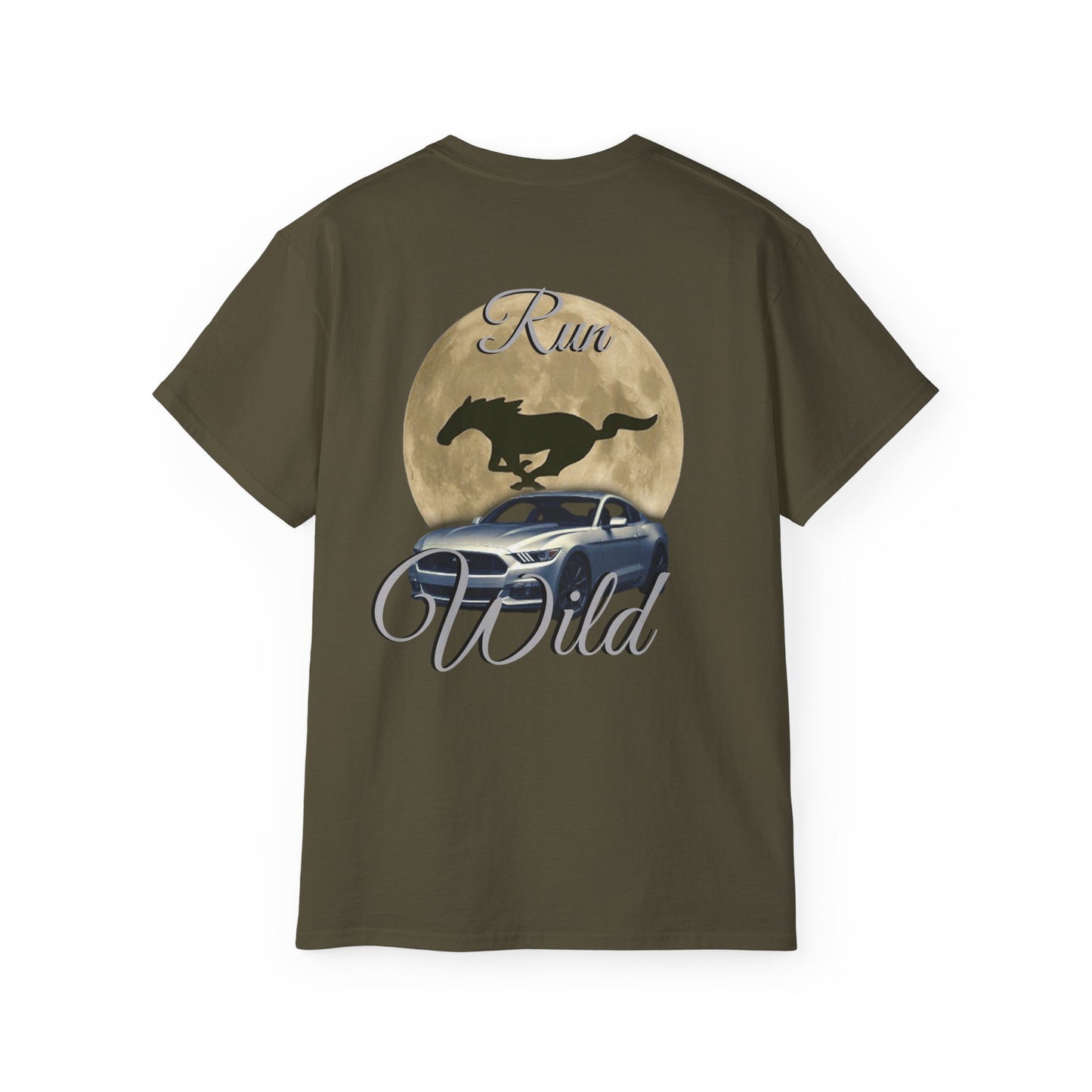 Unisex Cotton Mustang "Run Wild" Moon Car Tee