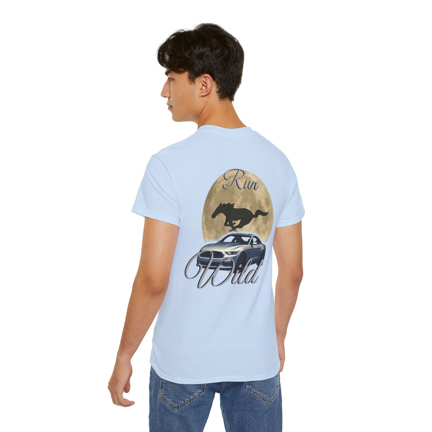 Unisex Cotton Mustang "Run Wild" Moon Car Tee
