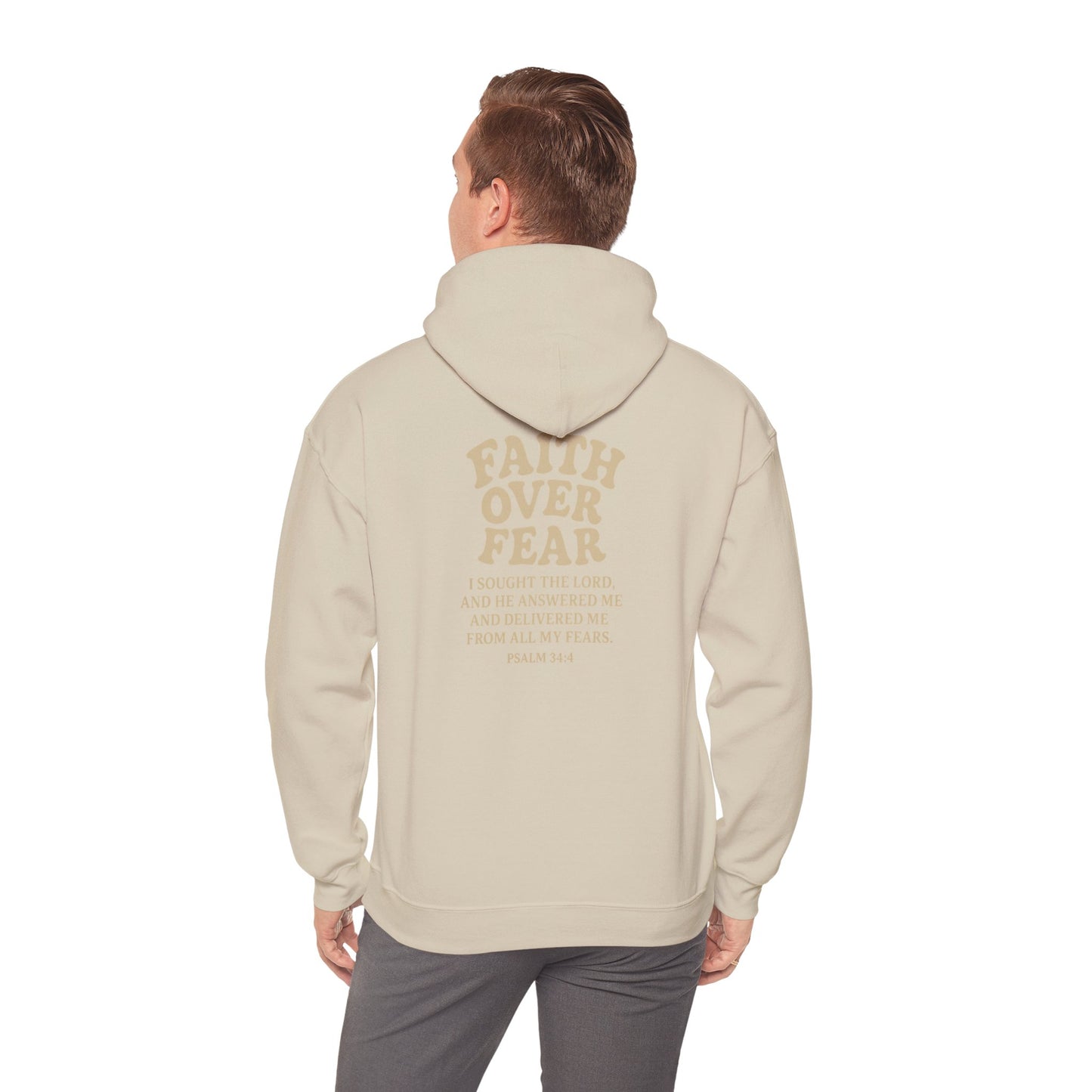 Faith Over Fear Psalm 34:4 Pastel Hoodie