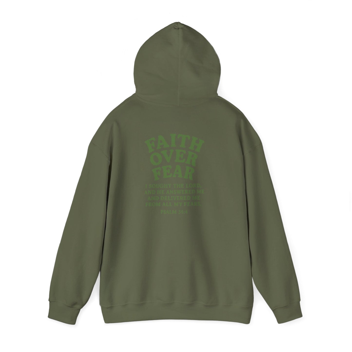 Faith Over Fear Psalm 34:4 Pastel Hoodie