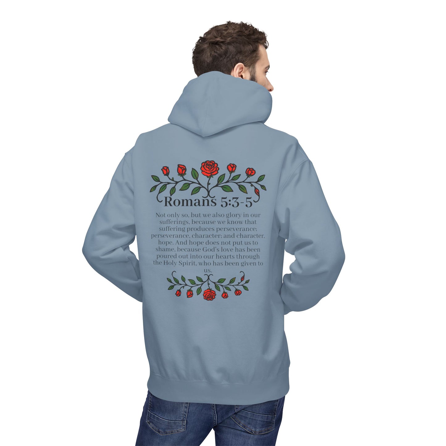 Romans 5:3-5 Rose Vine Growth Collection Cotton Hoodie
