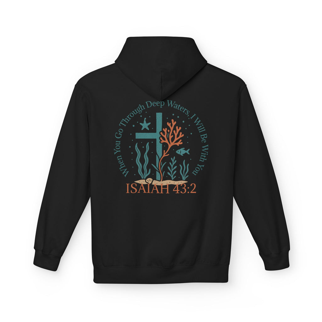 Isaiah 43:2 Ocean Themed Growth Cross Cotton Hoodie