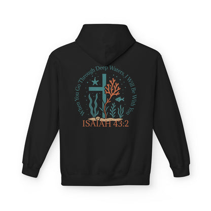 Isaiah 43:2 Ocean Themed Growth Cross Cotton Hoodie