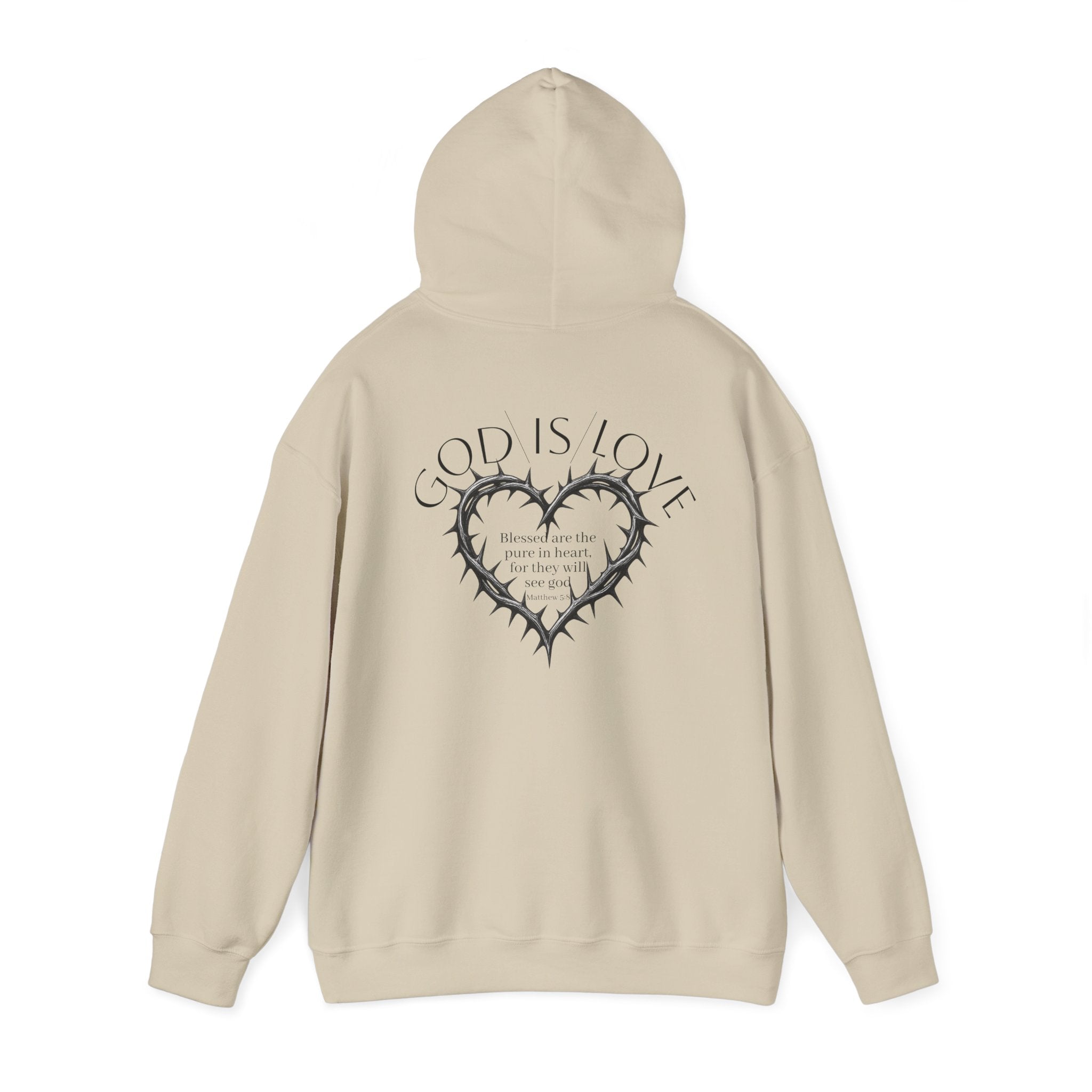 Matthew 5:8 Thorn Heart Cotton Hoodie