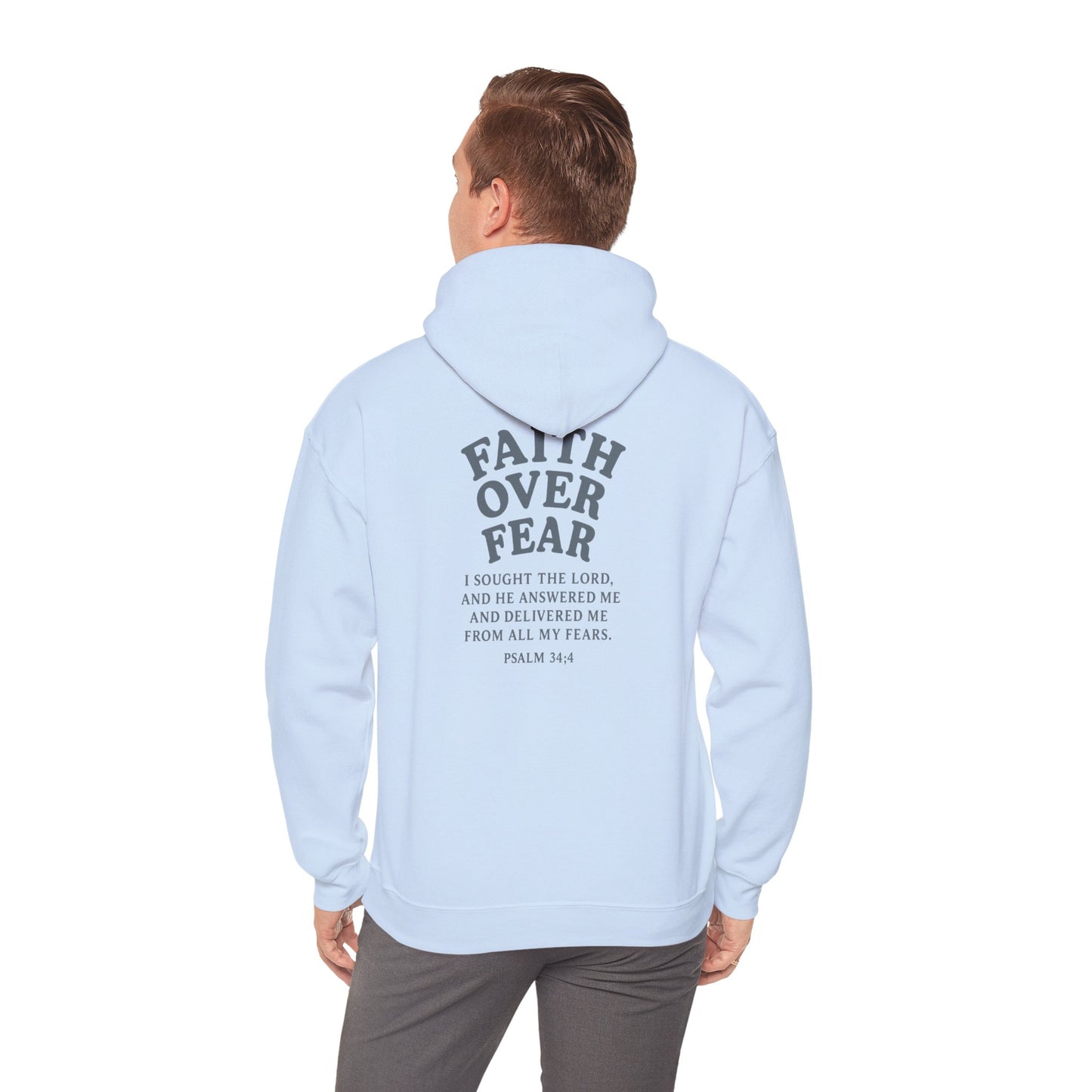Faith Over Fear Psalm 34:4 Pastel Hoodie