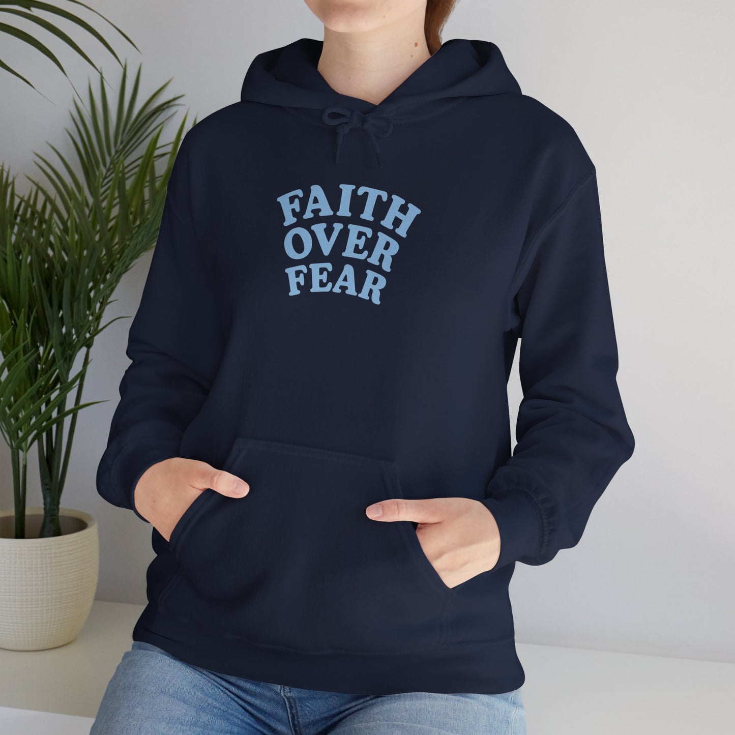 Faith Over Fear Psalm 34:4 Pastel Hoodie