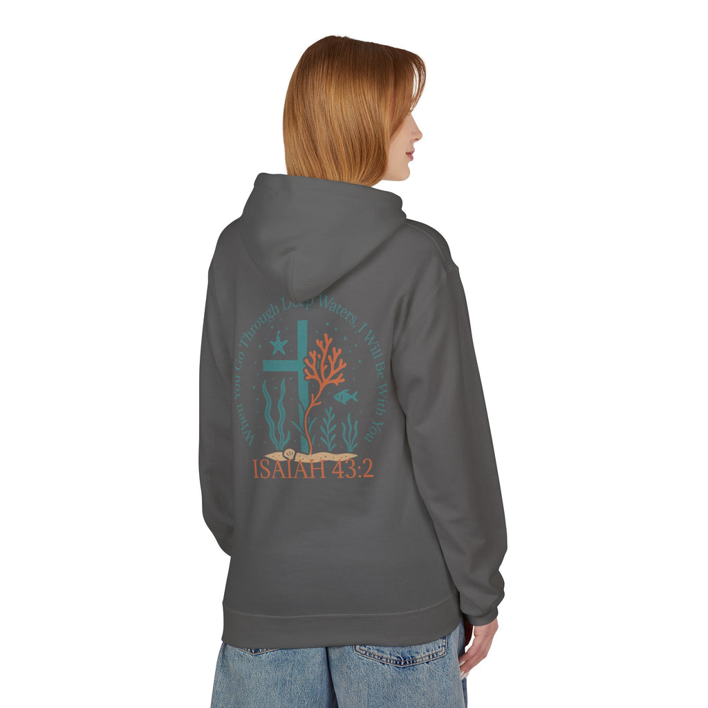 Isaiah 43:2 Ocean Themed Growth Cross Cotton Hoodie