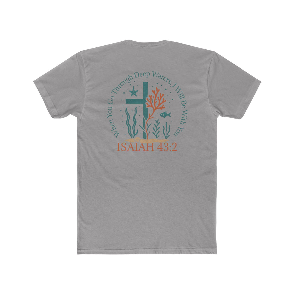 Isaiah 43:2 Ocean Themed Growth Cross Cotton Tee