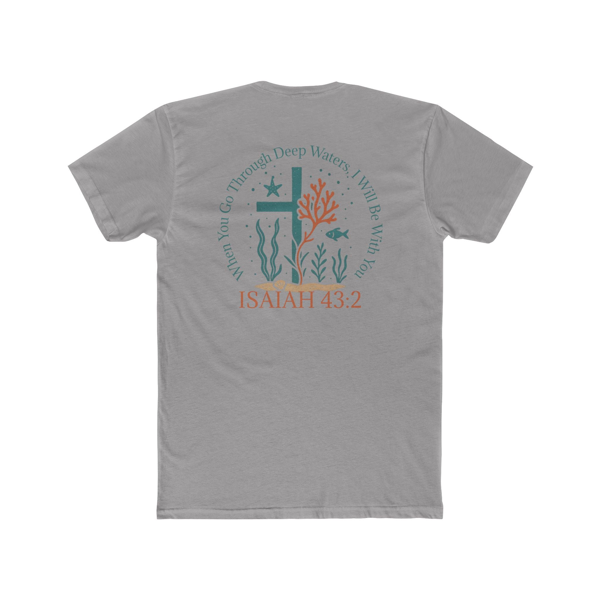 Isaiah 43:2 Ocean Themed Growth Cross Cotton Tee