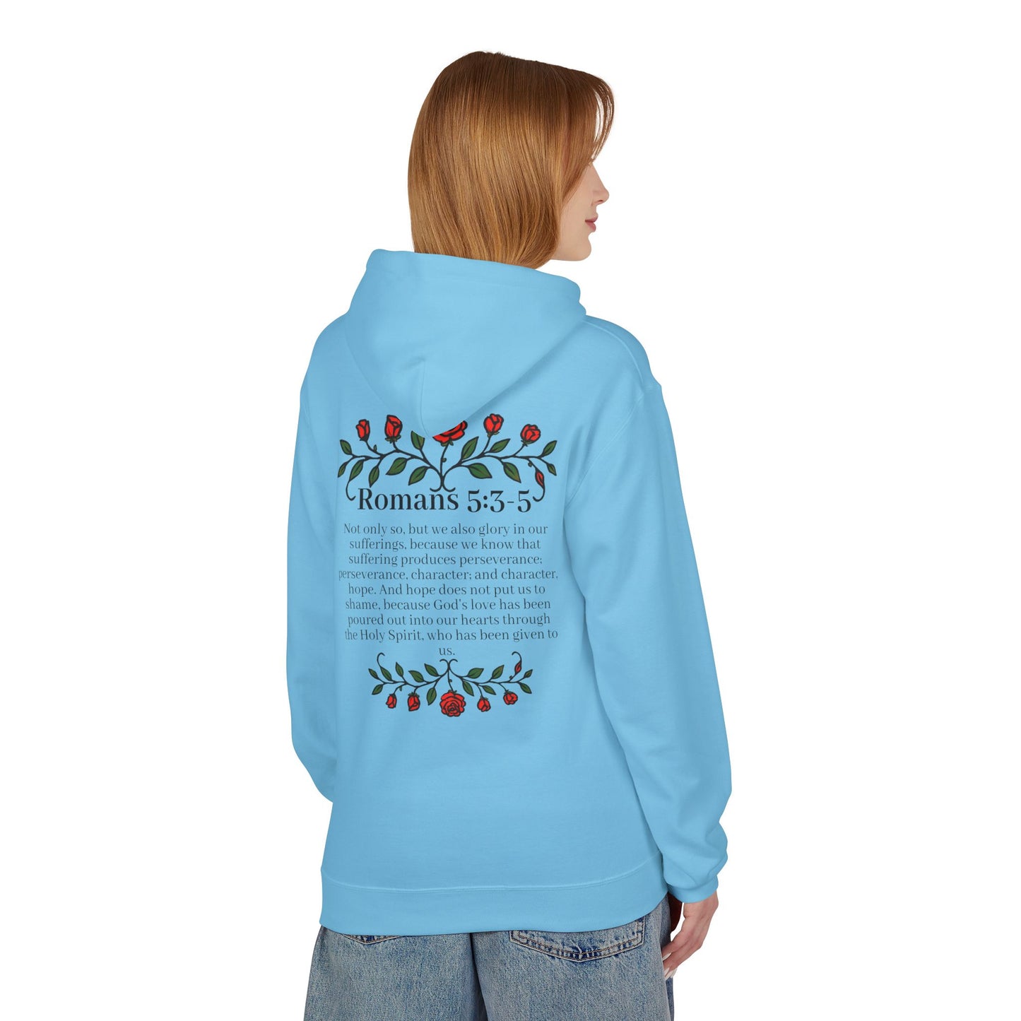 Romans 5:3-5 Rose Vine Growth Collection Cotton Hoodie