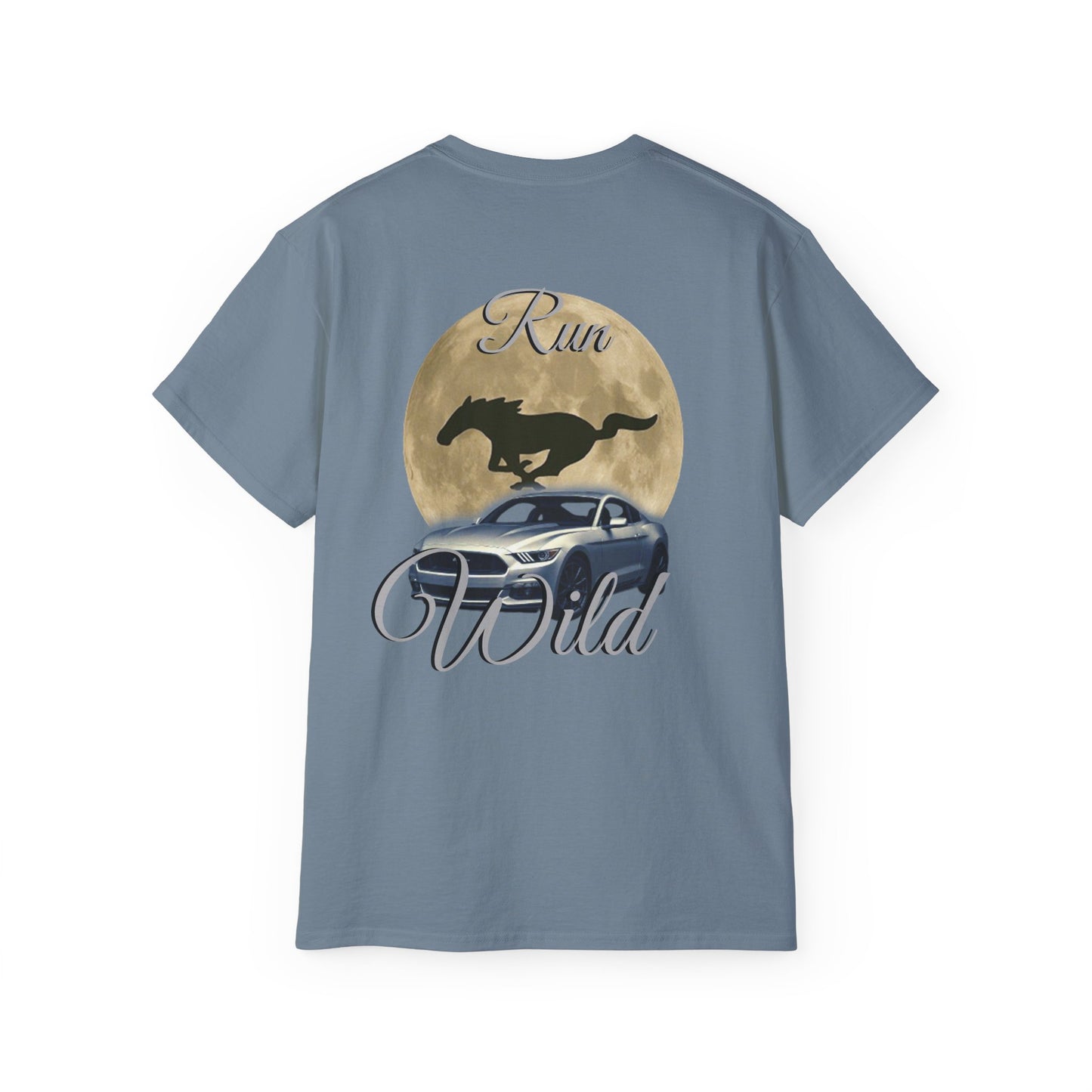Unisex Cotton Mustang "Run Wild" Moon Car Tee