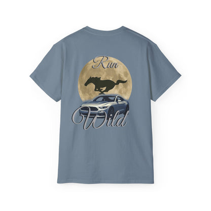 Unisex Cotton Mustang "Run Wild" Moon Car Tee