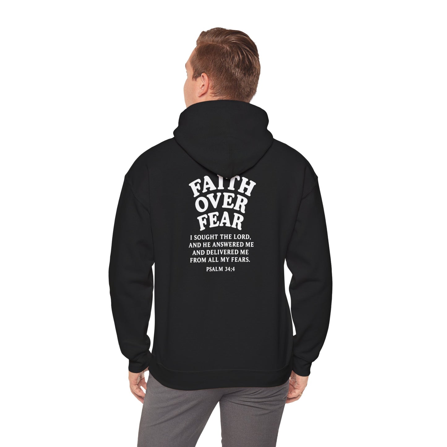 Faith Over Fear Psalm 34:4 Pastel Hoodie