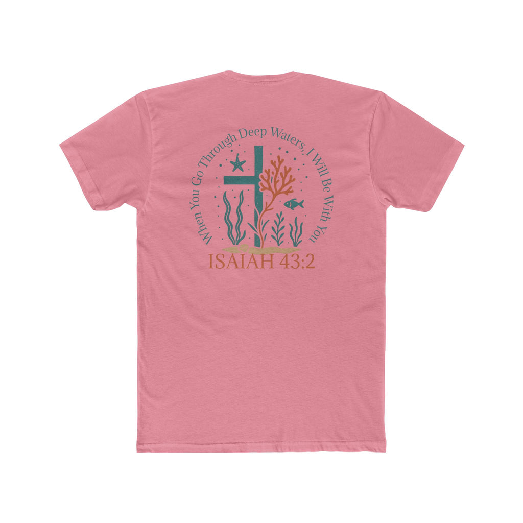 Isaiah 43:2 Ocean Themed Growth Cross Cotton Tee