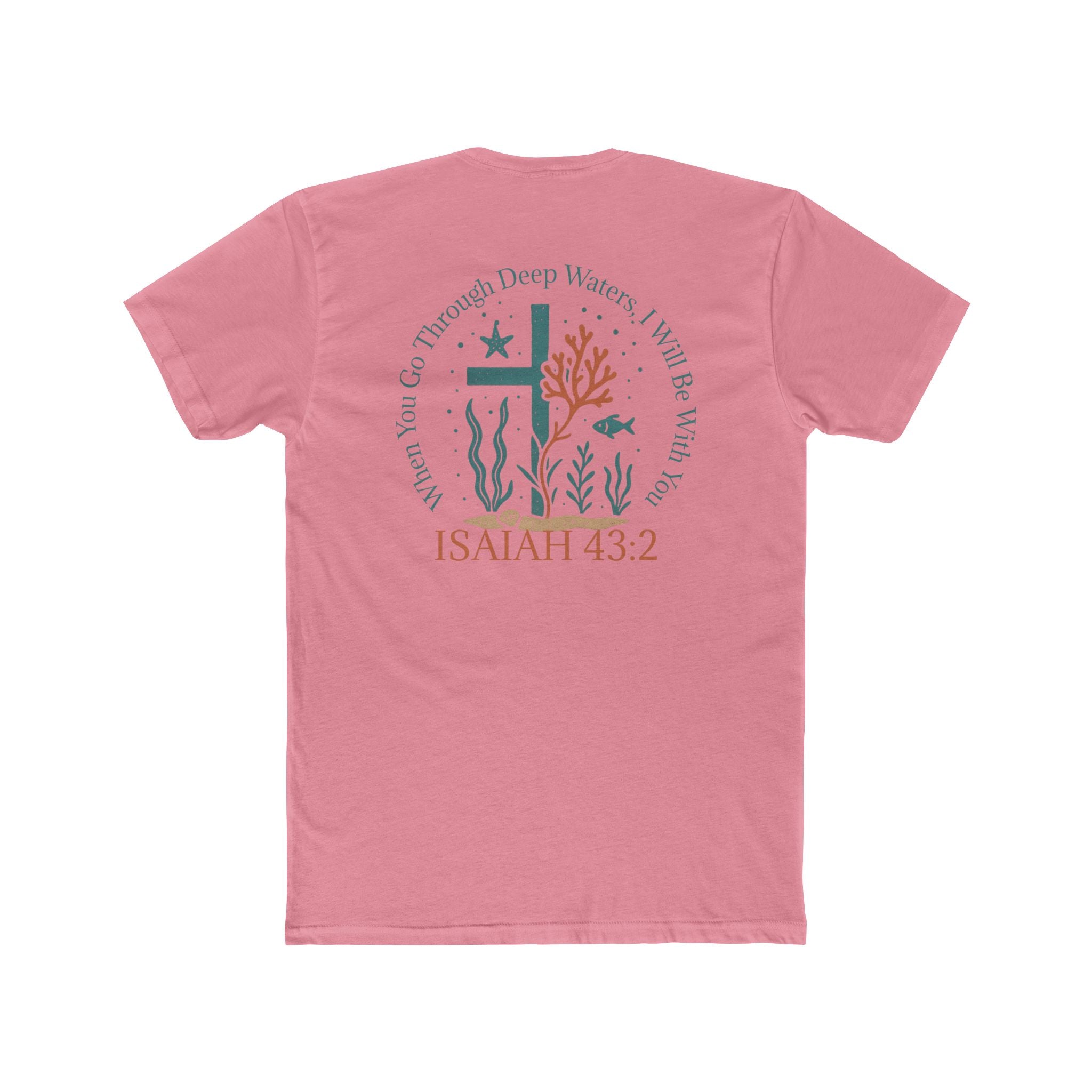 Isaiah 43:2 Ocean Themed Growth Cross Cotton Tee