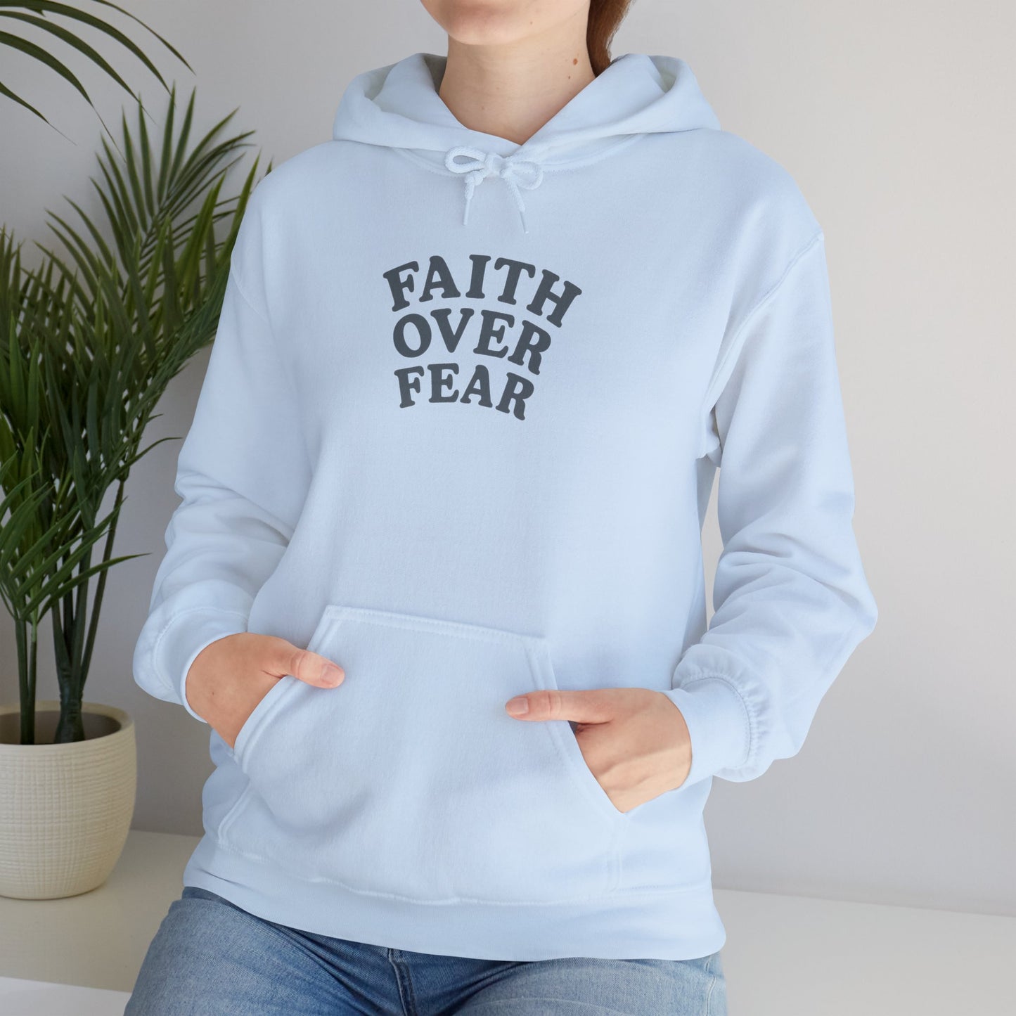 Faith Over Fear Psalm 34:4 Pastel Hoodie