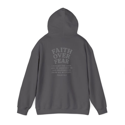 Faith Over Fear Psalm 34:4 Pastel Hoodie