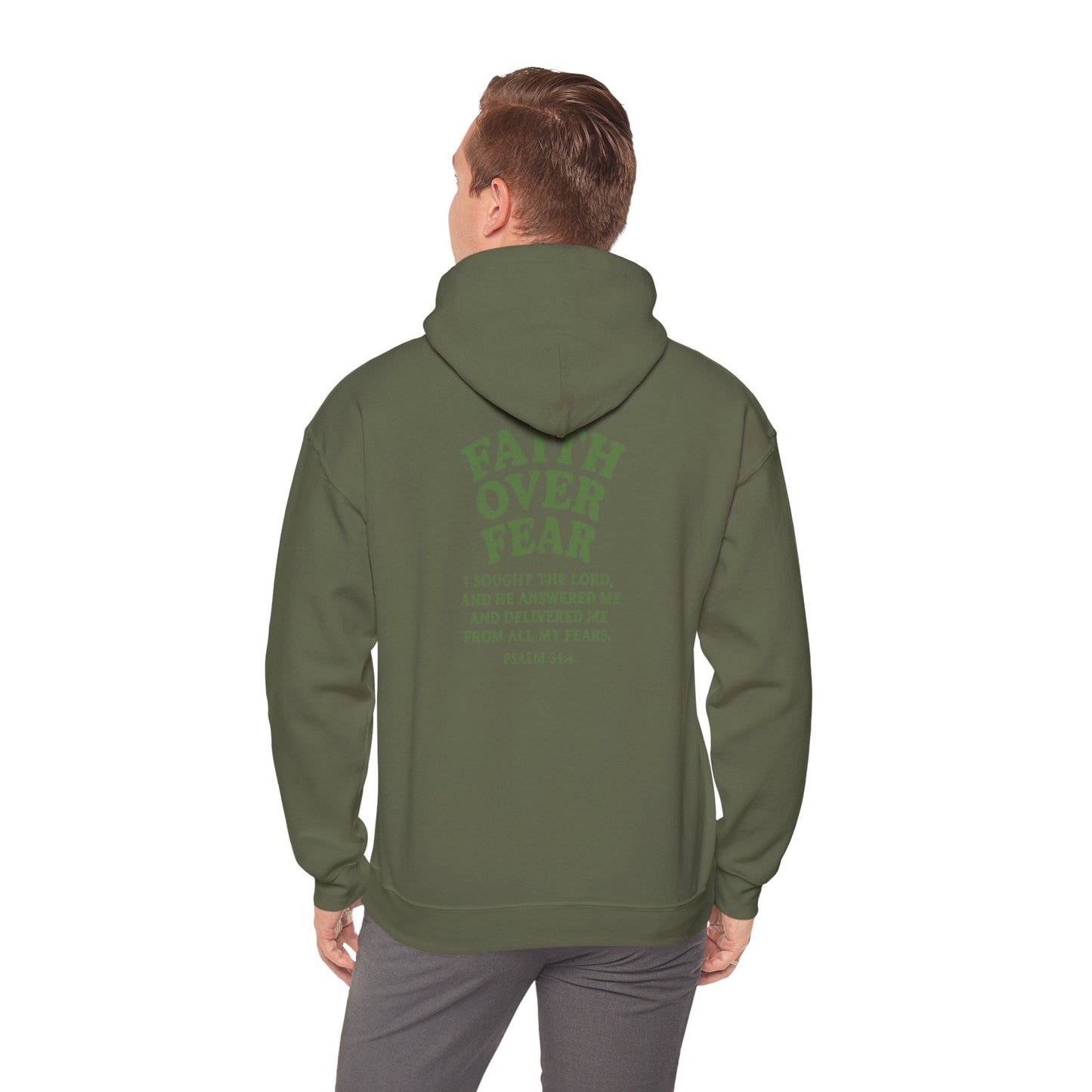 Faith Over Fear Psalm 34:4 Pastel Hoodie