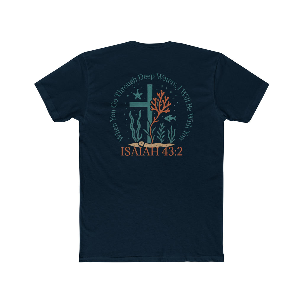 Isaiah 43:2 Ocean Themed Growth Cross Cotton Tee
