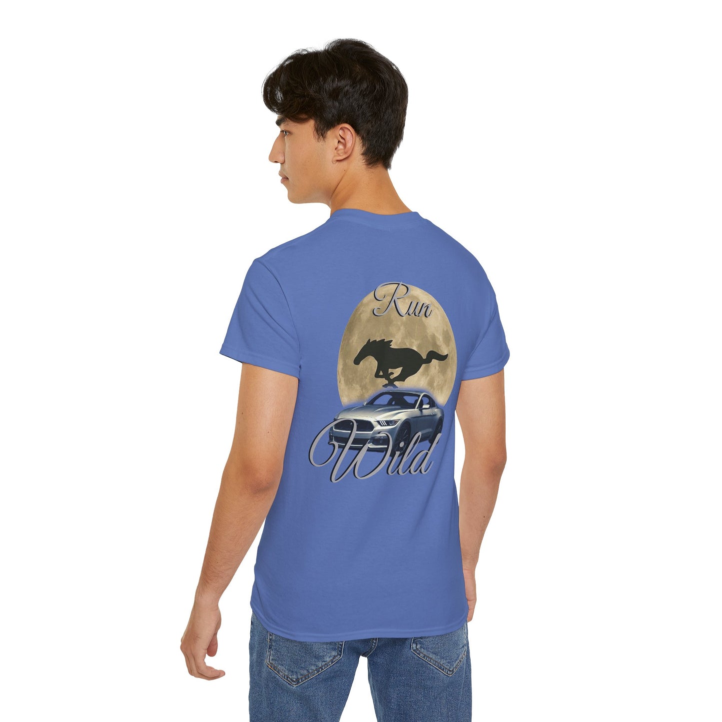 Unisex Cotton Mustang "Run Wild" Moon Car Tee
