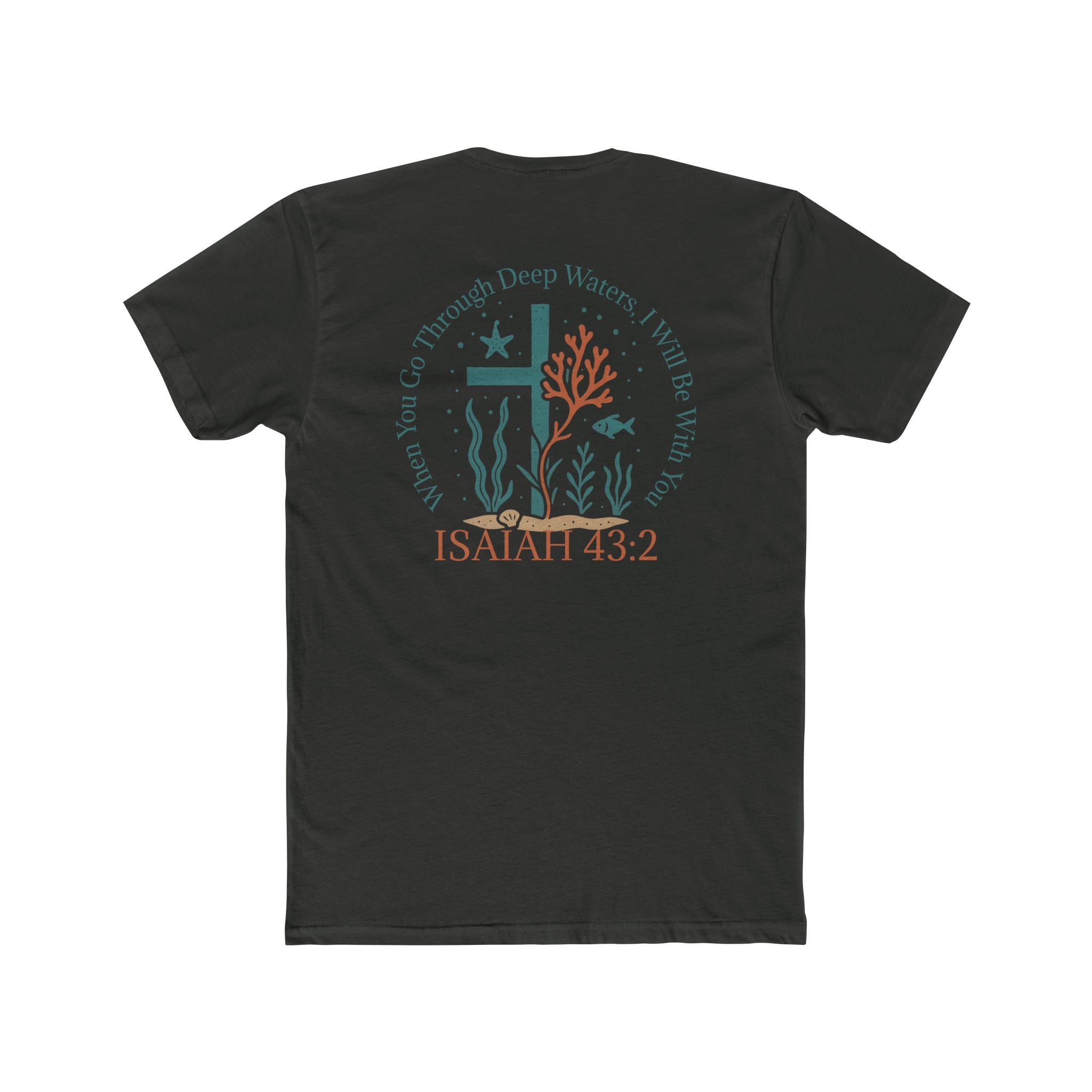 Isaiah 43:2 Ocean Themed Growth Cross Cotton Tee