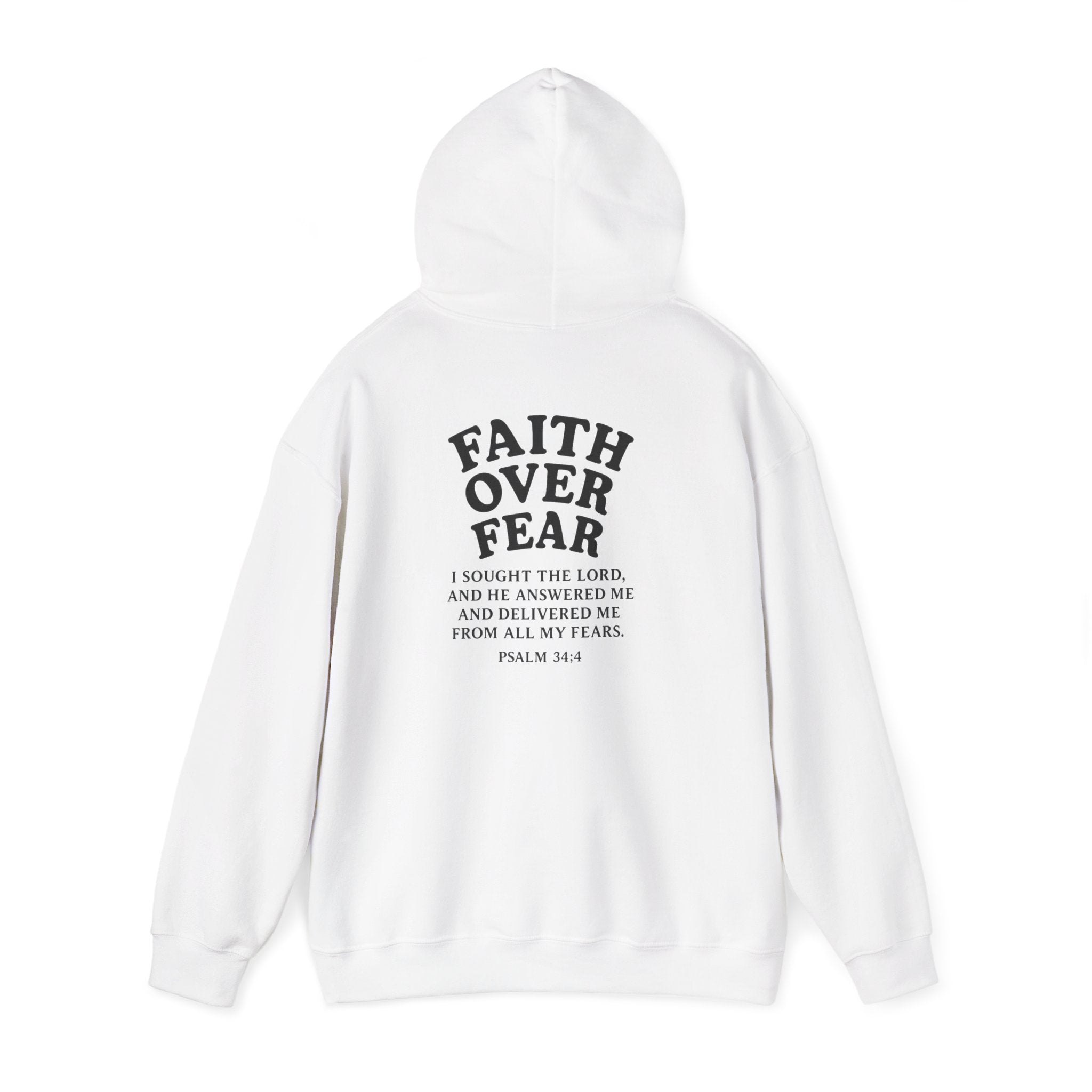 Faith Over Fear Psalm 34:4 Pastel Hoodie