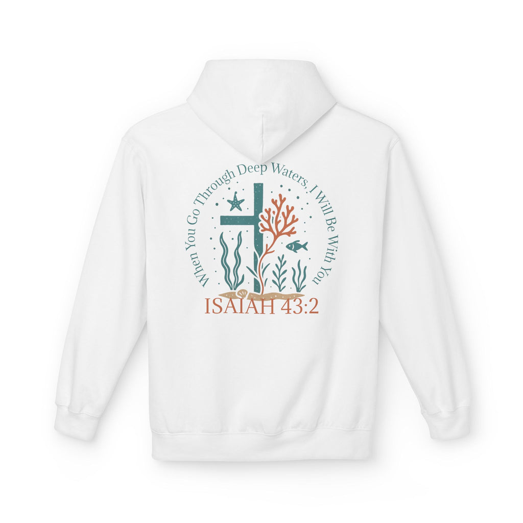 Isaiah 43:2 Ocean Themed Growth Cross Cotton Hoodie
