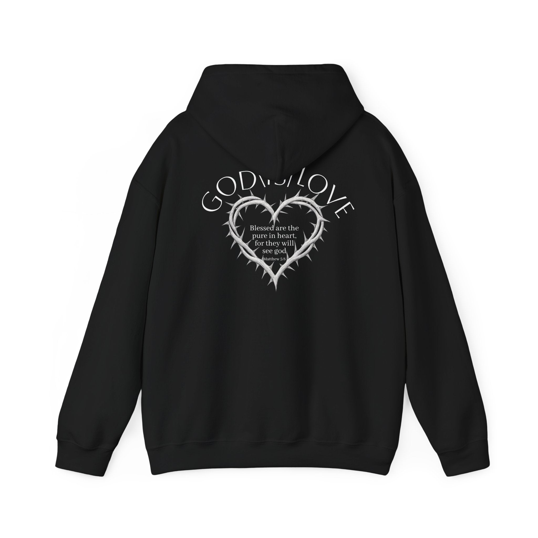 Matthew 5:8 Thorn Heart Cotton Hoodie