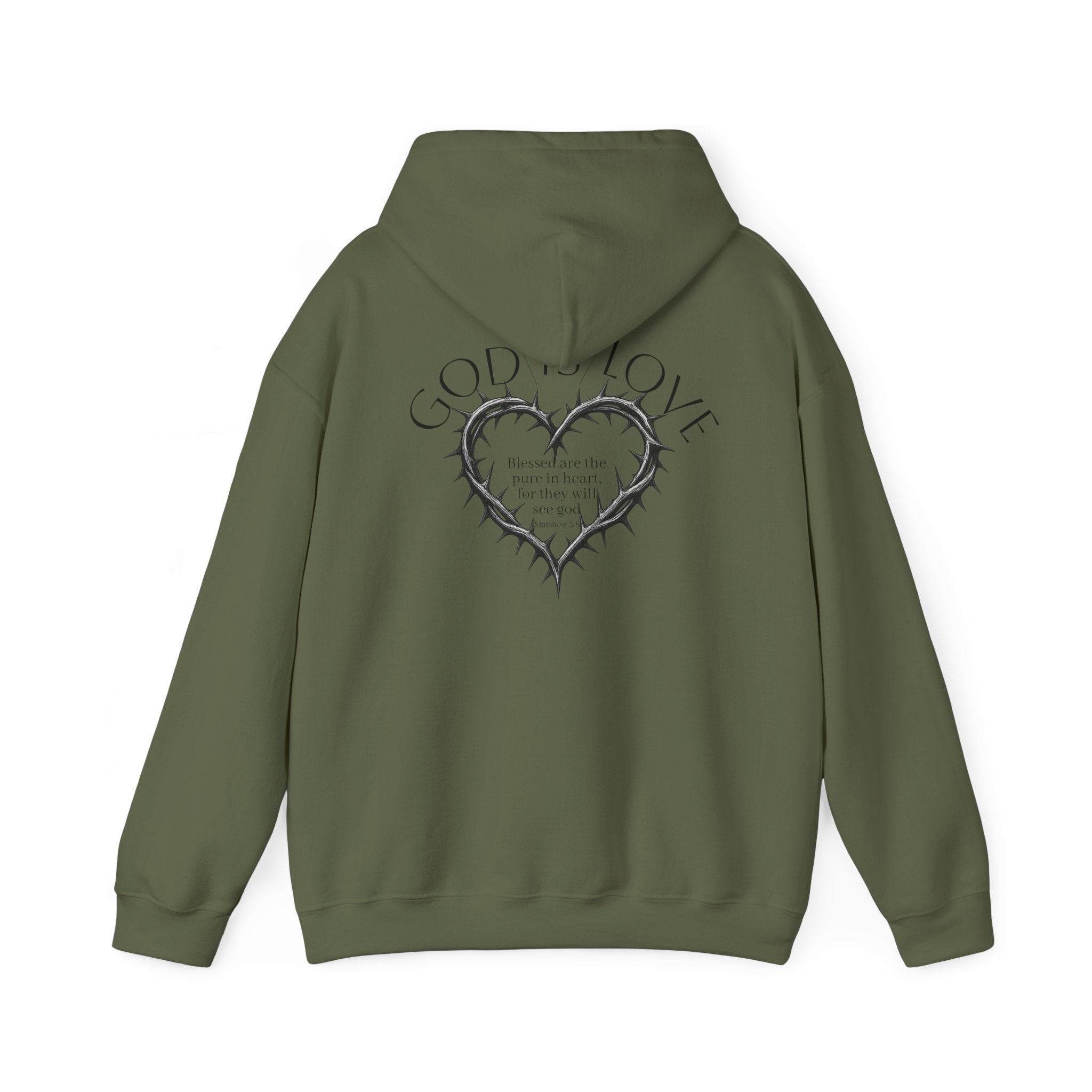 Matthew 5:8 Thorn Heart Cotton Hoodie