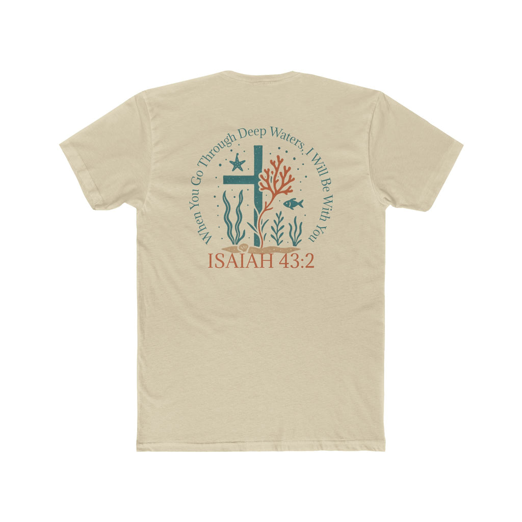 Isaiah 43:2 Ocean Themed Growth Cross Cotton Tee