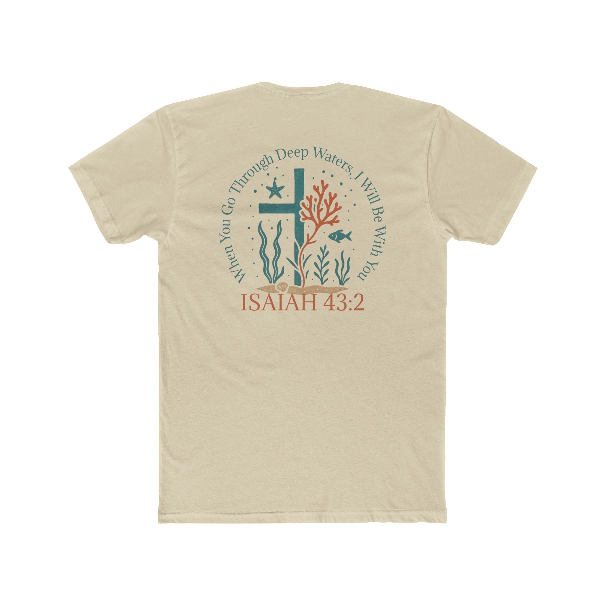 Isaiah 43:2 Ocean Themed Growth Cross Cotton Tee