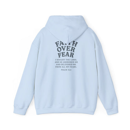 Faith Over Fear Psalm 34:4 Pastel Hoodie