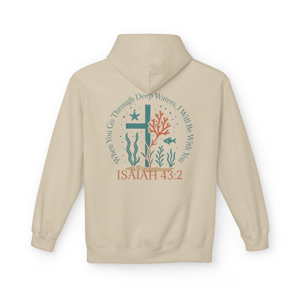 Isaiah 43:2 Ocean Themed Growth Cross Cotton Hoodie