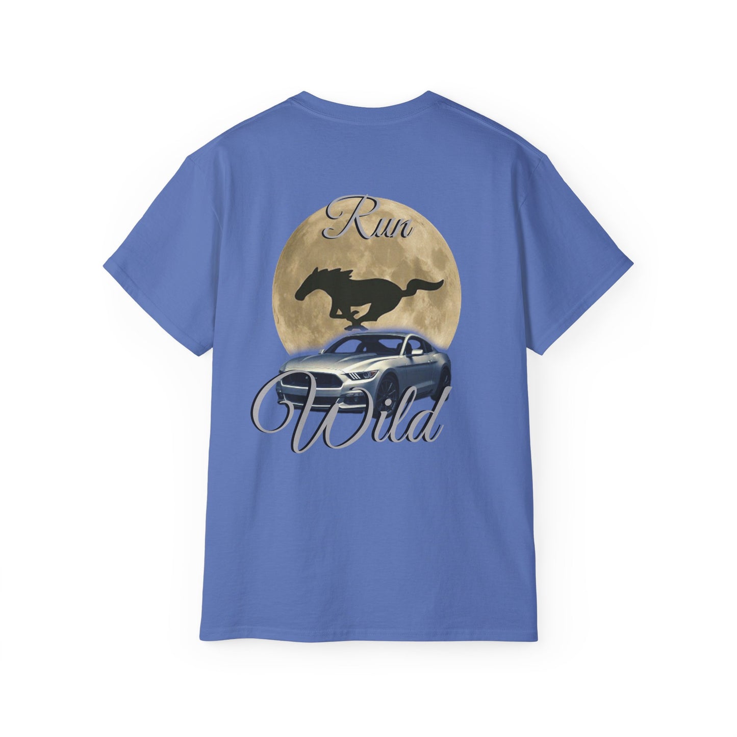 Unisex Cotton Mustang "Run Wild" Moon Car Tee