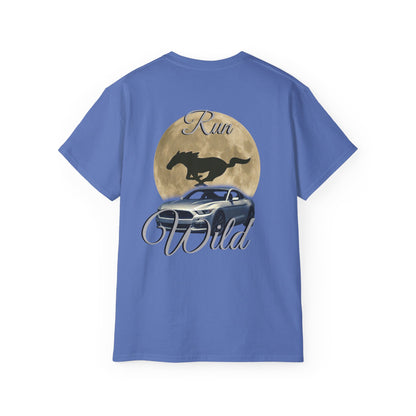 Unisex Cotton Mustang "Run Wild" Moon Car Tee