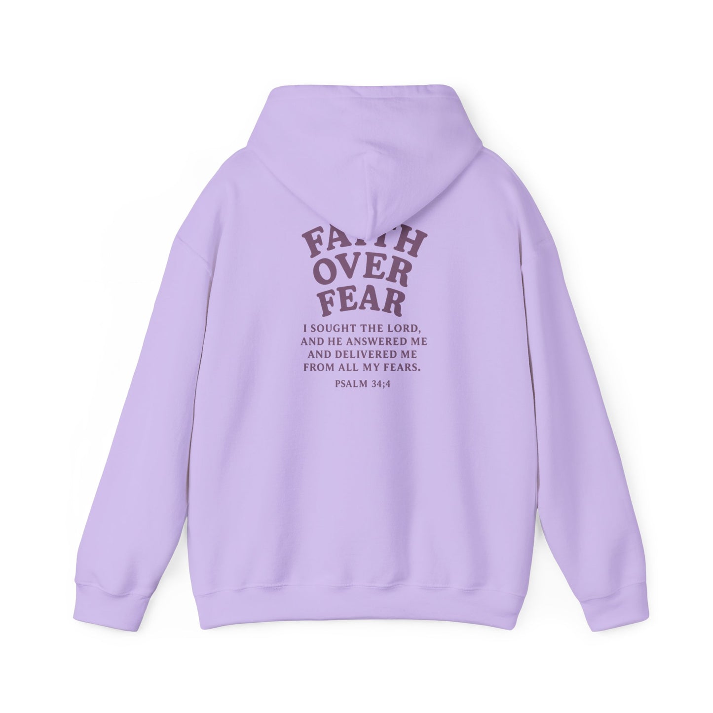 Faith Over Fear Psalm 34:4 Pastel Hoodie