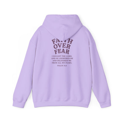 Faith Over Fear Psalm 34:4 Pastel Hoodie