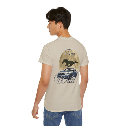 Unisex Cotton Mustang "Run Wild" Moon Car Tee